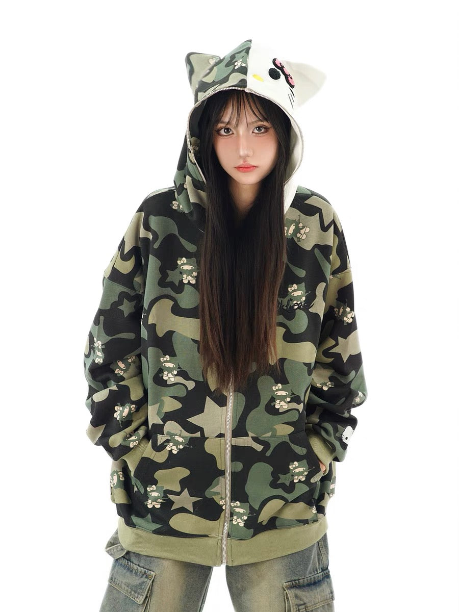 Kitty Camouflage Hoodies Jacket SK442