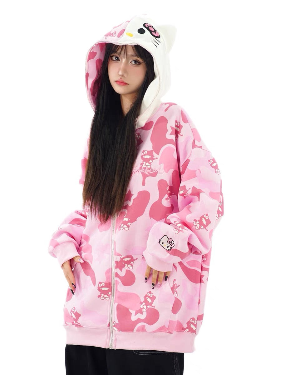 Kitty Camouflage Hoodies Jacket SK442