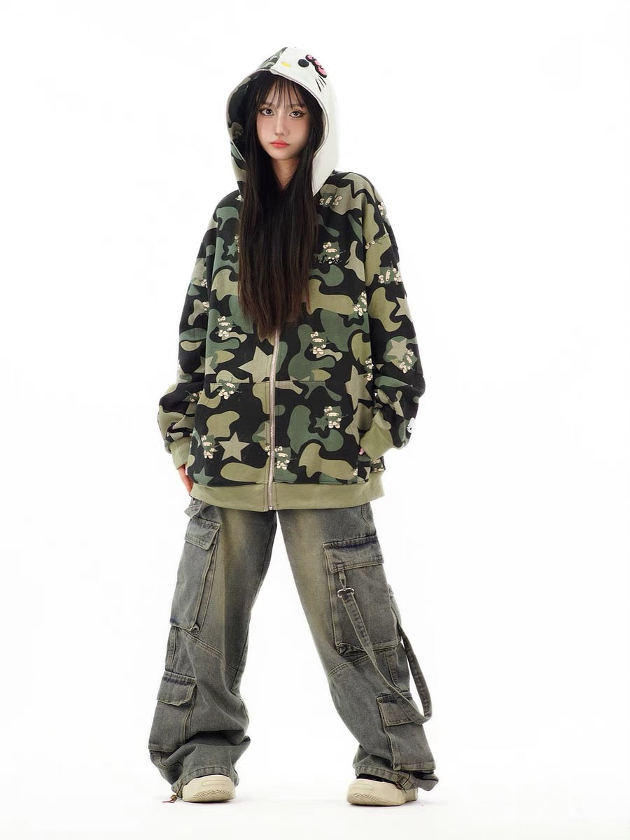 Kitty Camouflage Hoodies Jacket SK442