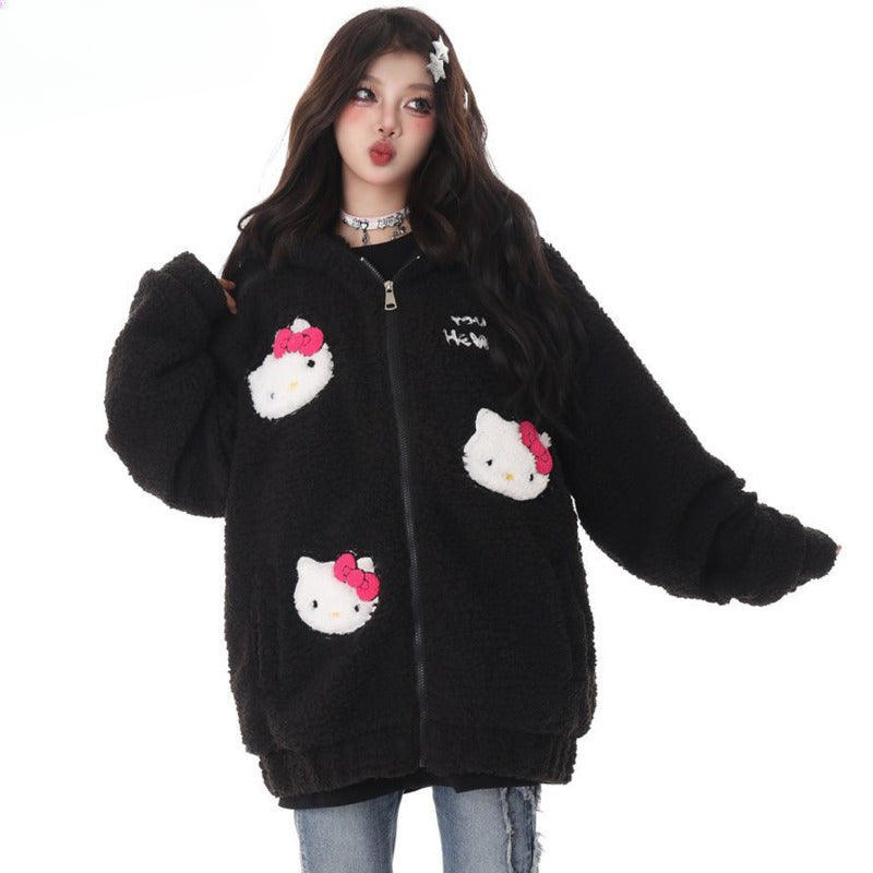 Veste brodée Black Kitty KI448