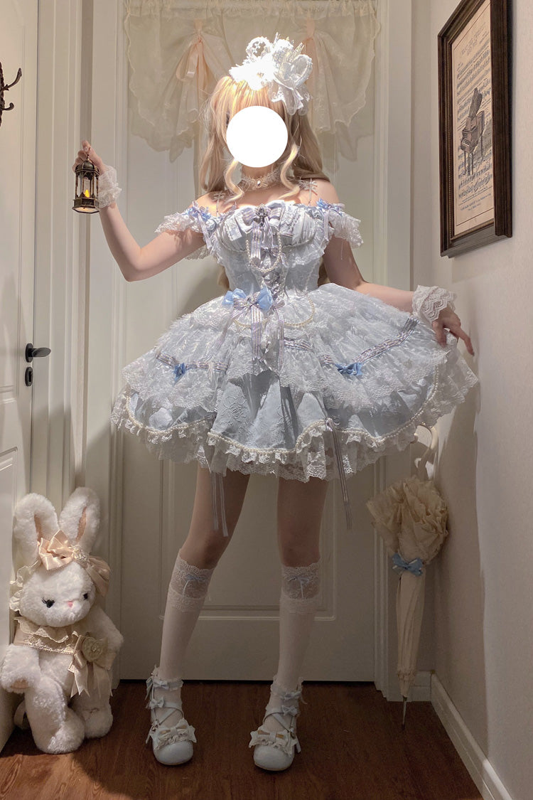 Square Collar Ruffled Hanayome Bow Lace Ballet Princess JSK - Anna's Ball