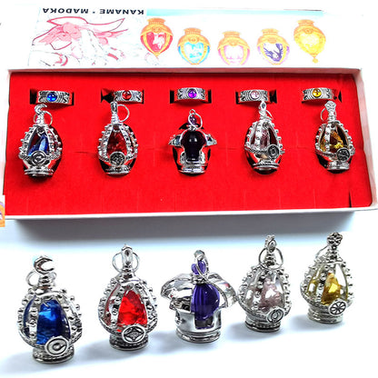 Magic Fire Gem Necklace Ring Set