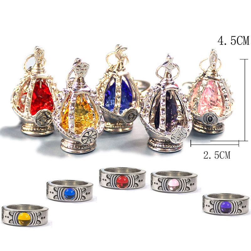 Magic Fire Gem Necklace Ring Set