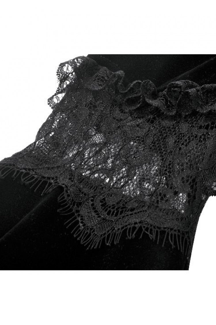 Gothic Shrug with Keyhole Mandarin Collar, Velvet Lace Splice & Flare Sleeves