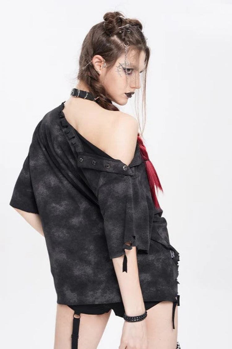 Punk Tee with Lilimar Print and Ripped Accents