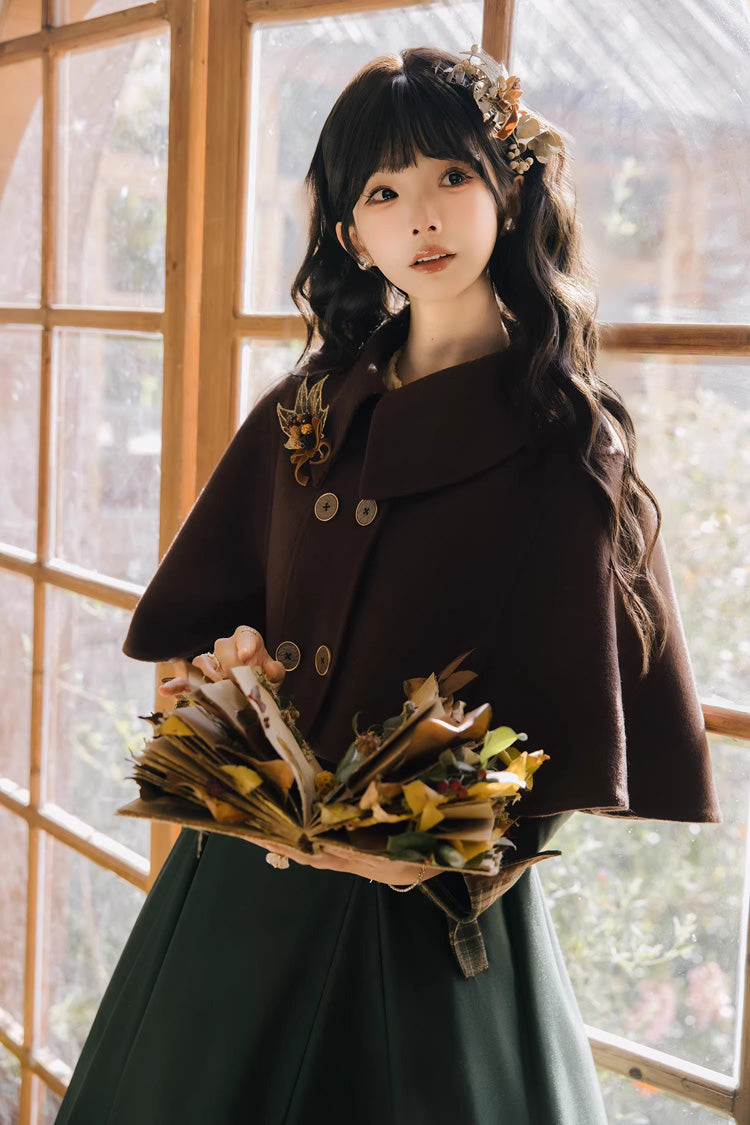 Emerald Autumn Chronicles Round Collar Long Sleeve Printed Embroidered Slim Sweet Lolita Gown