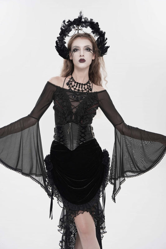 Women's Gothic Zip Girdle Accessory with Crochet Lace-Up, Slim Fit and Zipper