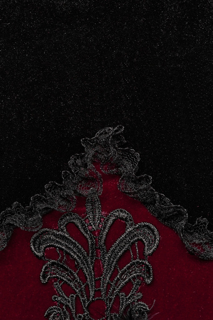 Gothic Mesh Dress with Off-Shoulder Hollow Stitching and V-Collar