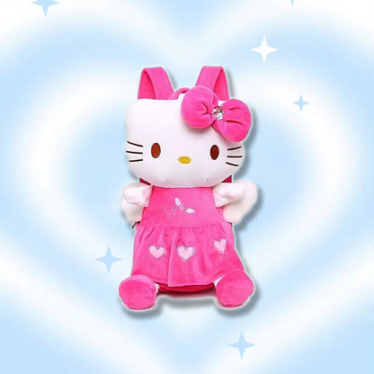 Y2K Plush Kitty Bow Heart Backpack KI510