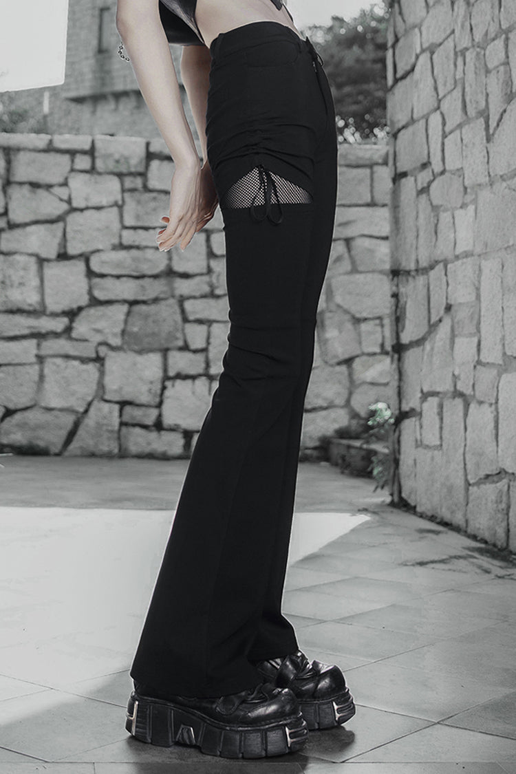 Drawstring Waist Flared Pants with Side Openings
