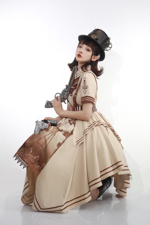 British Style Sweet Lolita Cardigan with Short Sleeves and Libra Print