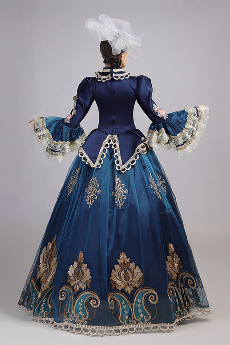 Azure Flared Sleeves Empire Waist Floral Cutout Embroidery Victorian Lolita Ball Gown