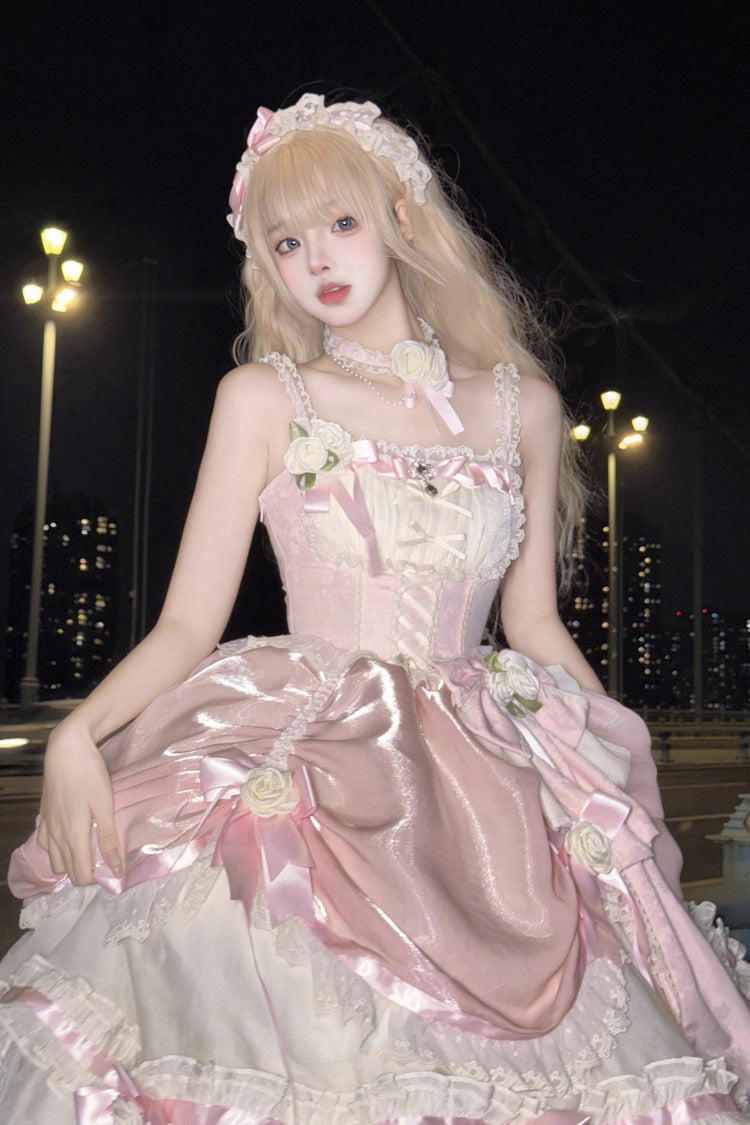 Multi-layer Ruffle Hanayome Bowknot Sweet Princess Gorgeous Long Lolita Jsk Dress