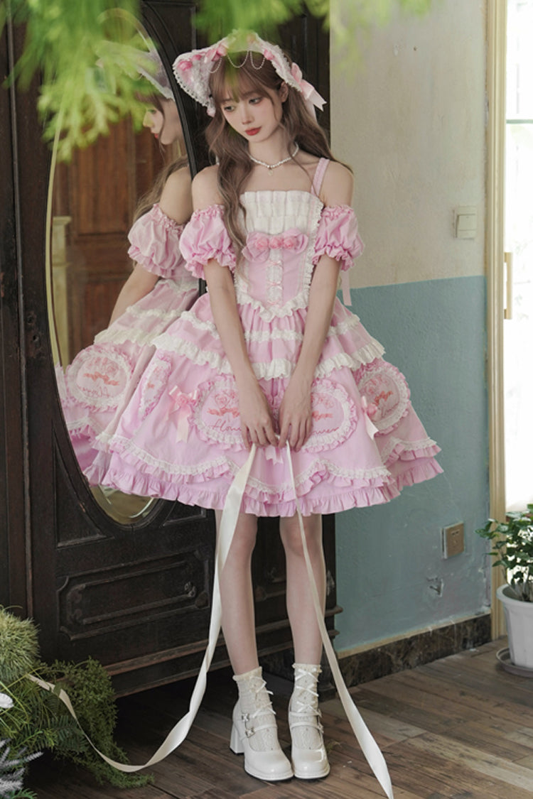 Butterfly Dream Multi-Layer Print Ruffle Bow Princess Lolita JSK