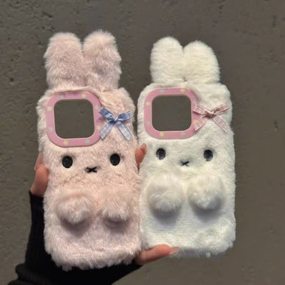 Jolie coque de téléphone en peluche lapin KI686