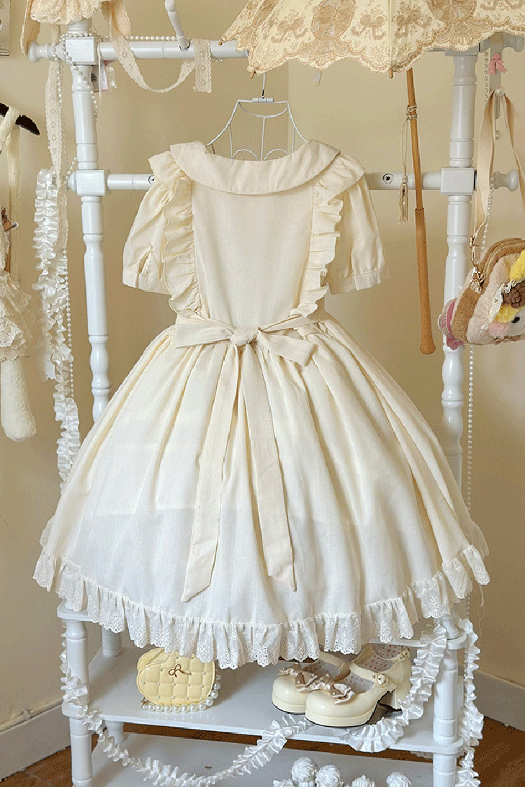 Sweet Dream Bunny Doll Collar Short Sleeves Ruffle Embroidery Bowknot Sweet Plus Size Lolita Dress