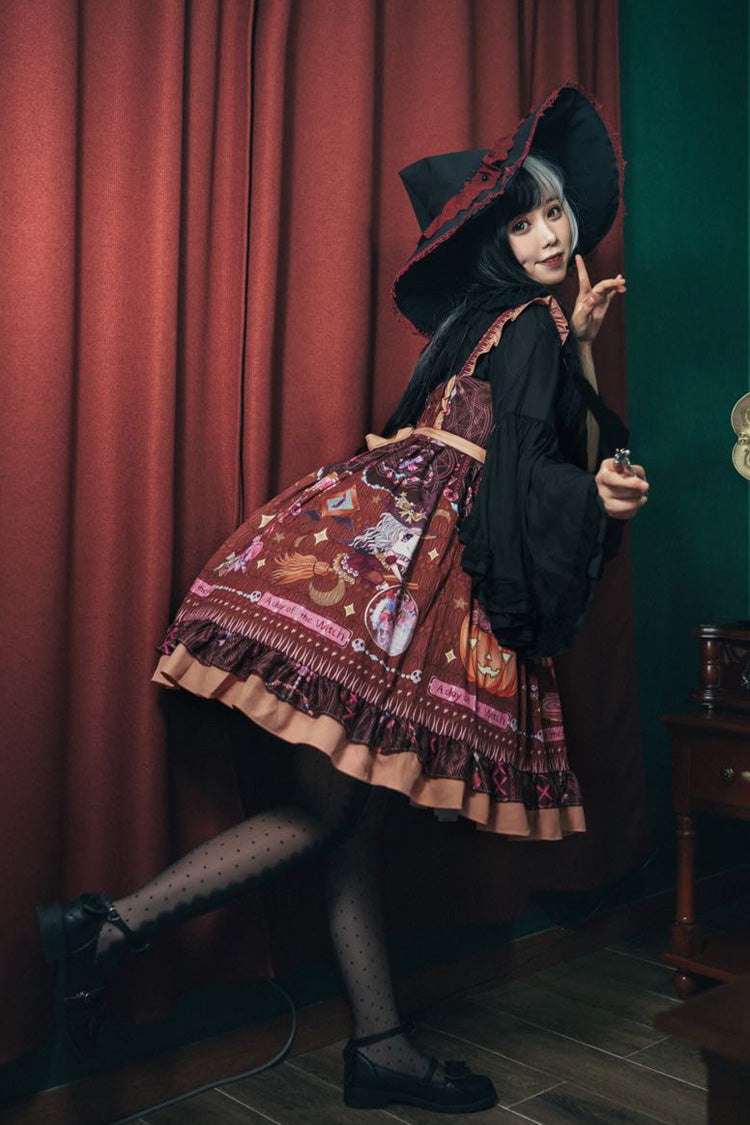 Chocolate Sleeveless Print Bow Elegant JSK - Little Witch