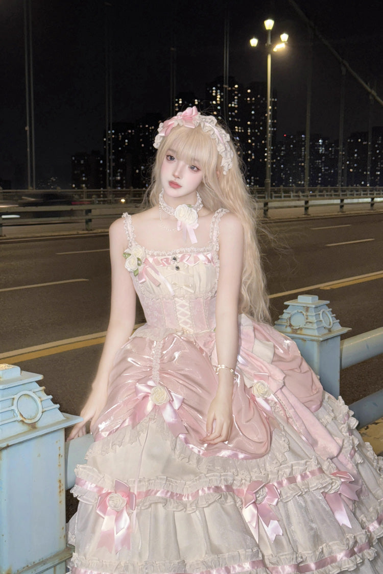 Multi-layer Ruffle Hanayome Bowknot Sweet Princess Gorgeous Long Lolita Jsk Dress