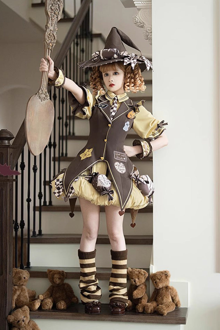 Halloween Sweet Lolita Vest Set with Short Sleeves and Bows
