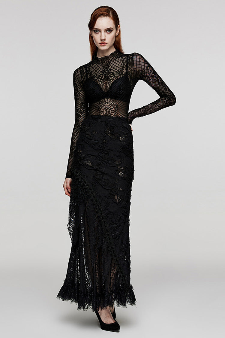 Mesh Gothic Blouse for Women with Extended Sleeves