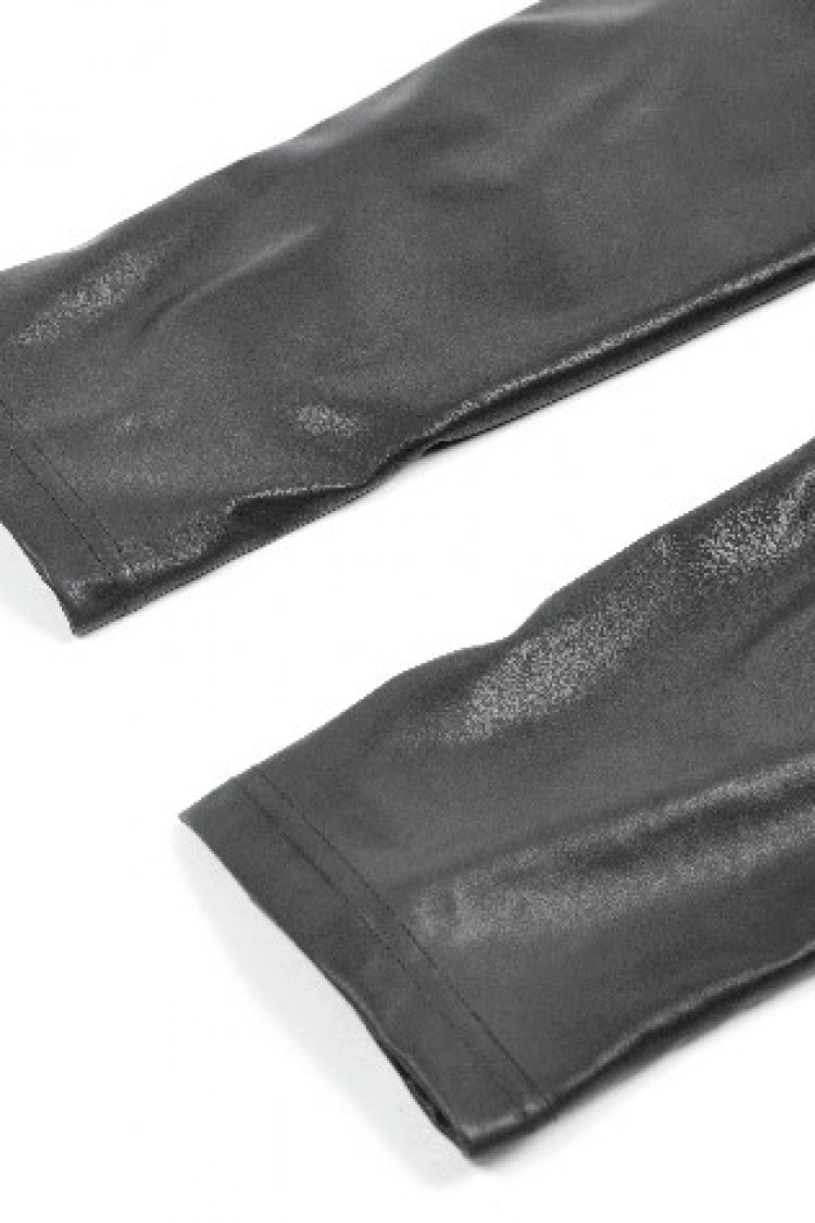 Women's Gothic Punk Pants with Sheer Mesh, PU and Cross Lace-Up Design