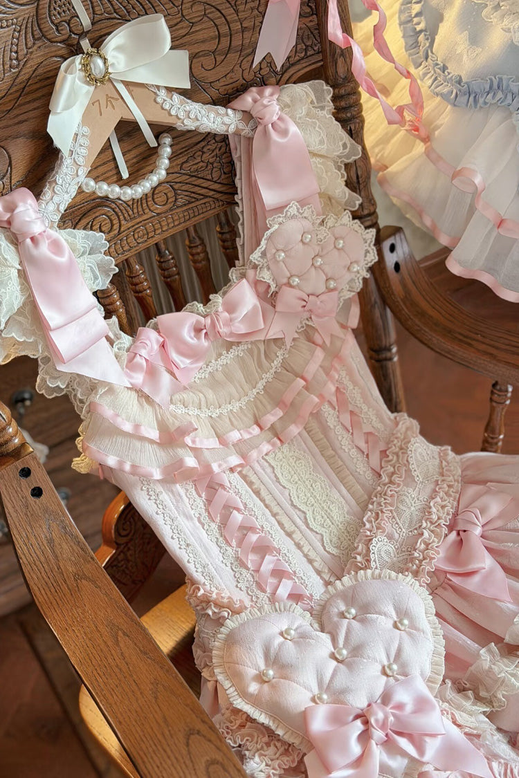 Azure Triple Ruffled Bow Lace-Up Slim Ballet Sweet Lolita Outfit