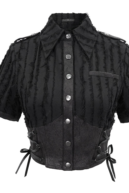 Tattered Short Sleeve Punk Blouse