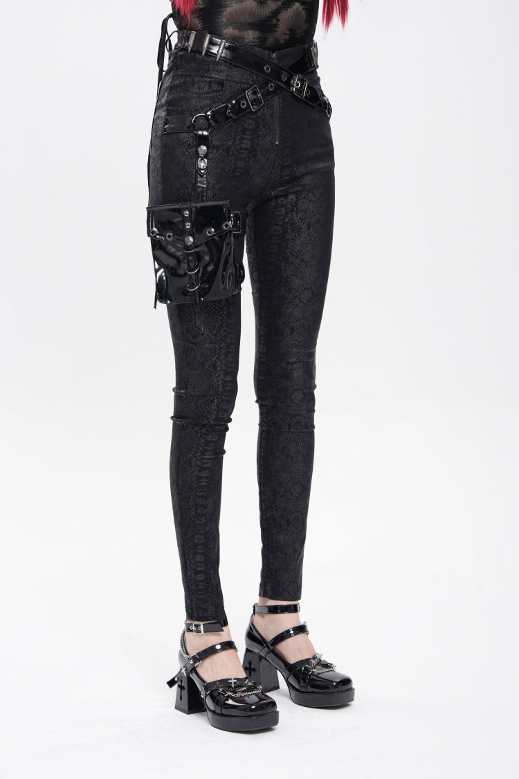 Punk Trousers with Leg Bag and Buckle Straps - Gothic Edge