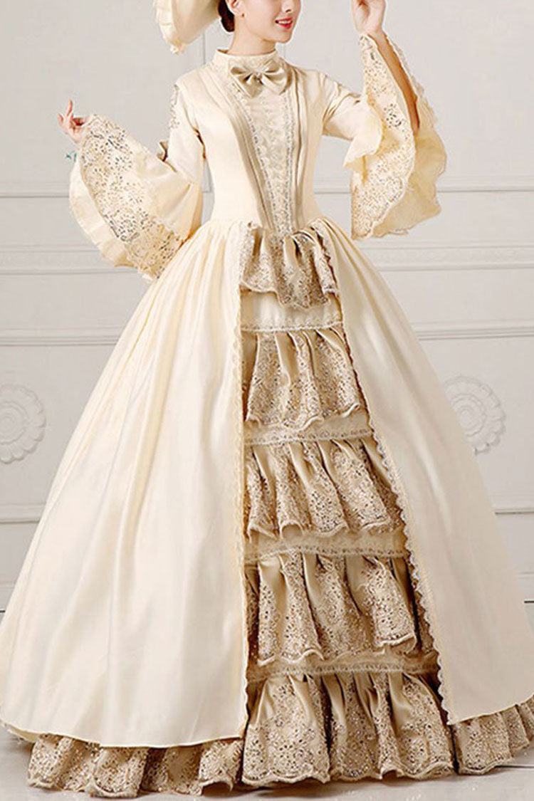 Victorian Prom Dress with Bowknot and High Waist in Ruffled Design