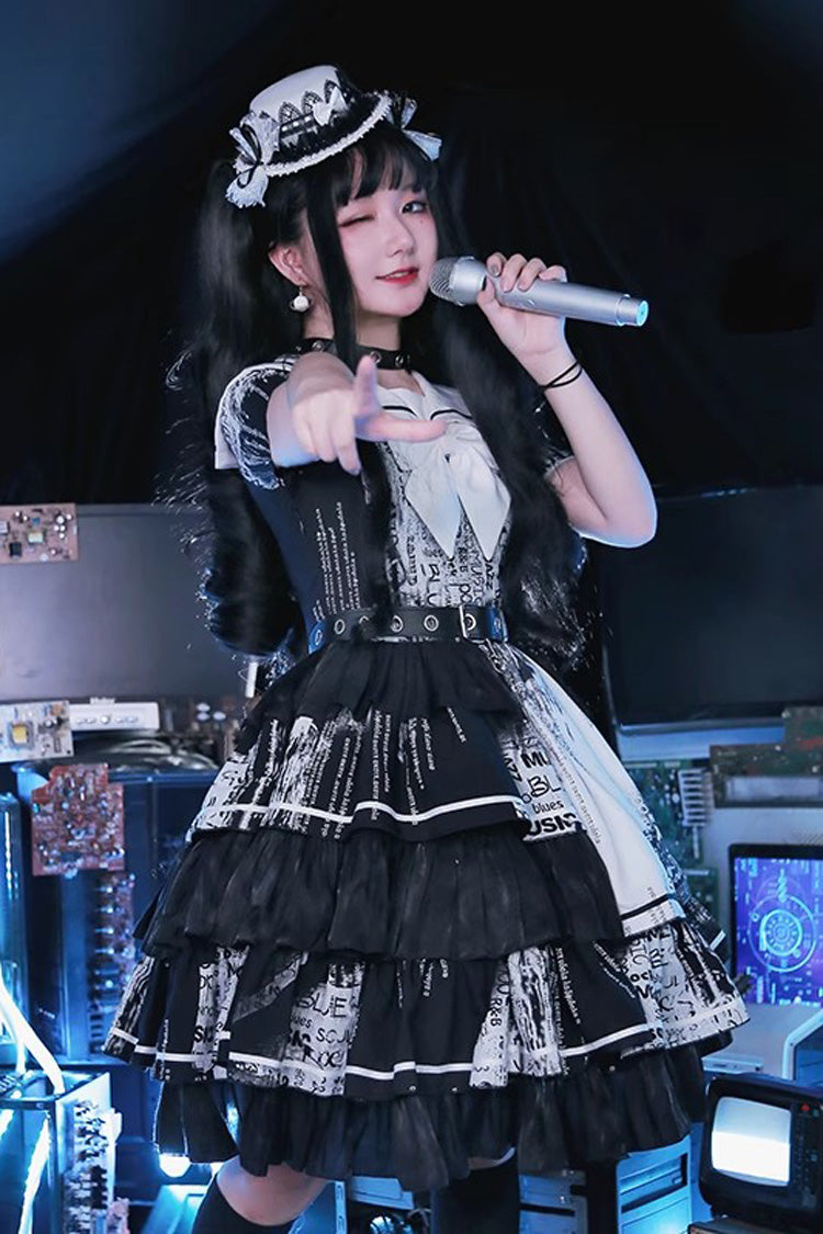 Asymmetric Punk Lolita Dress with Multi-Layered Ruffles