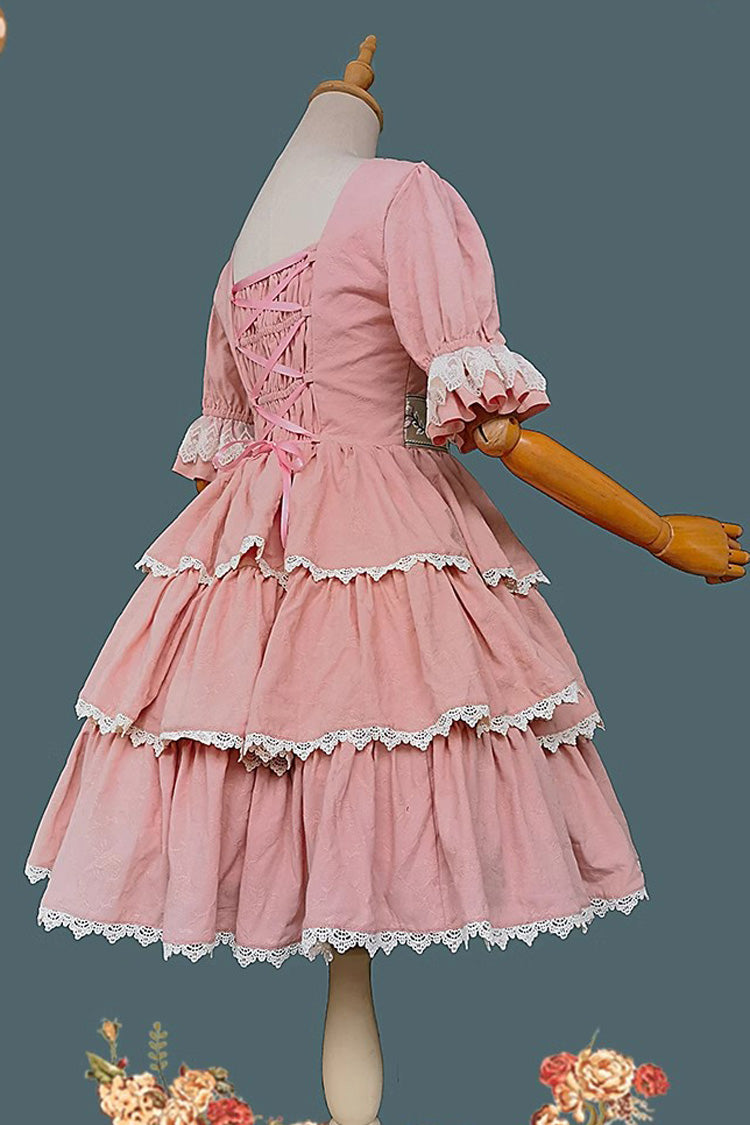 Elegant Lolita JSK with Tulip Print and Multi-Layer Embroidery