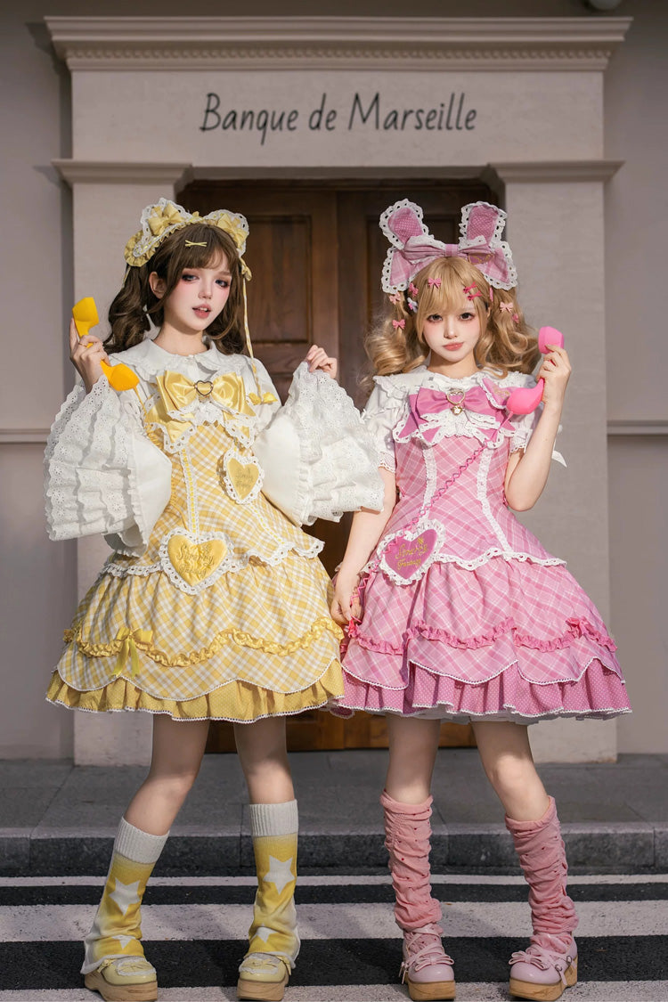 Candy Cream Puff Strawberry Cake Multi-Layer Ruffle Bow Plus Size Princess Lolita Dress 2 Styles