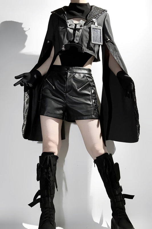 Gothic Prince Ouji Shorts Set with Lace Details - Black Sheep Research Society