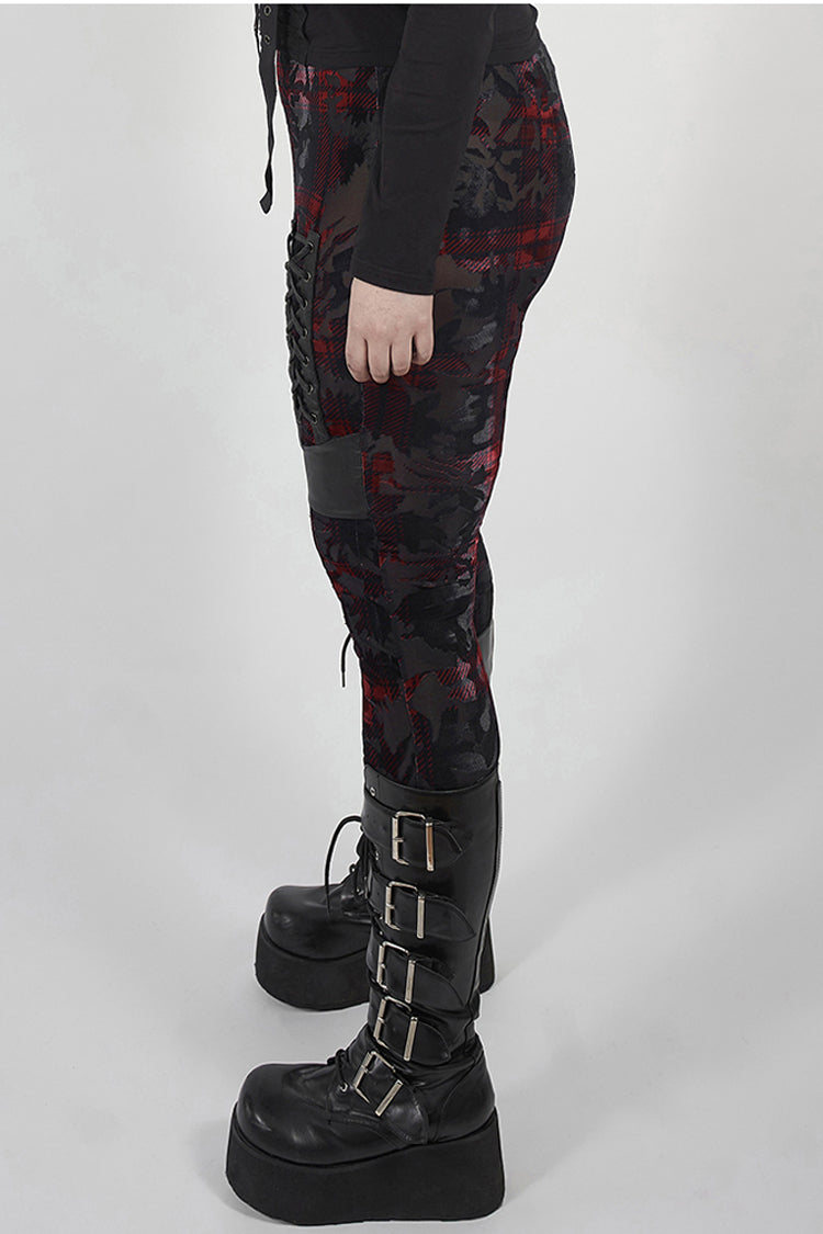 Scarlet Plus-Size Punk Leggings with Faux Leather Front