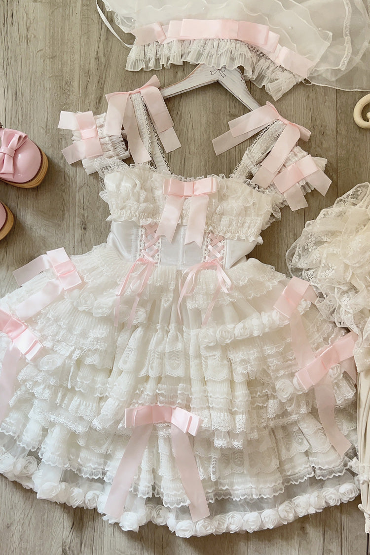 Serenade Multi-Tier Ruffle Bride Bow Lace Princess JSK - 3 Colorways
