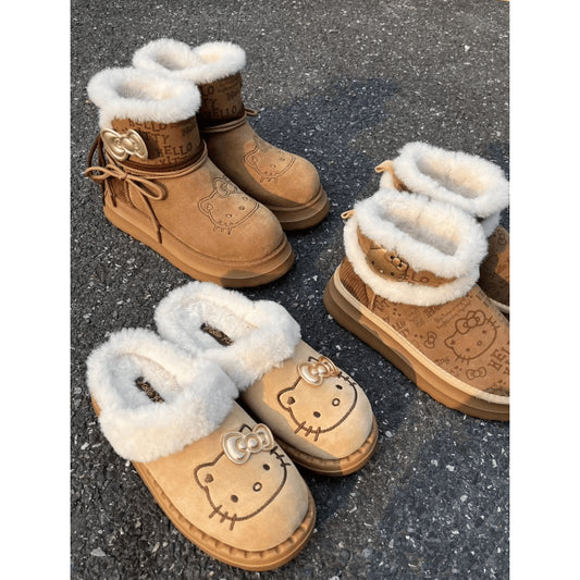 [Pre-Order] Authentic Brown Kitty Fuzzy Snow Boots KI661