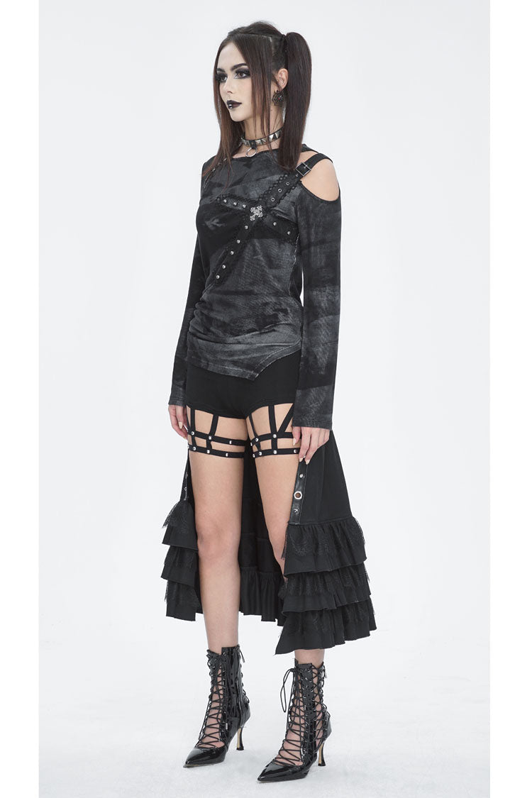 Steampunk Print Shirt for Women, Long-Sleeve Blouse with Victorian Touch