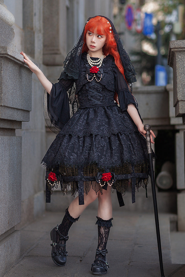 Double-Layered Ruffle Lace Gothic Skirt - Apprentice Witch