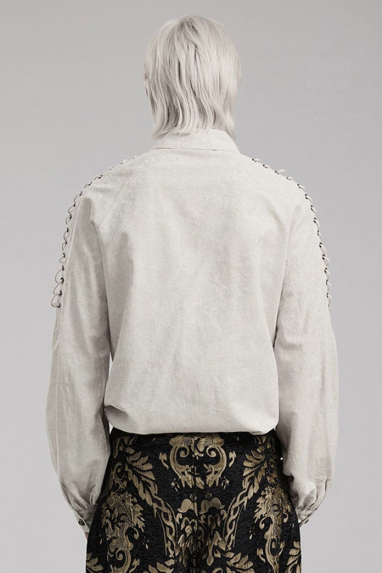 Gothic Men's Blouse with Puff Sleeves and Shoulder Straps - Two Shades