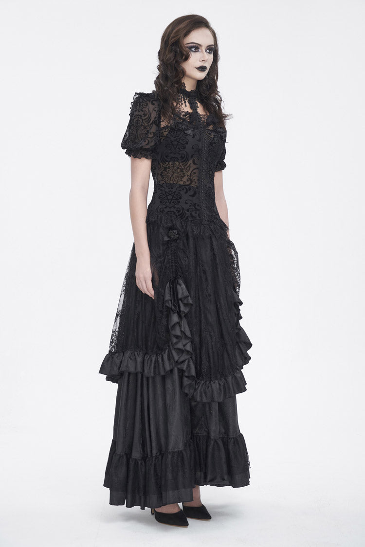 Gothic Blouse with Lace and Sheer Panels