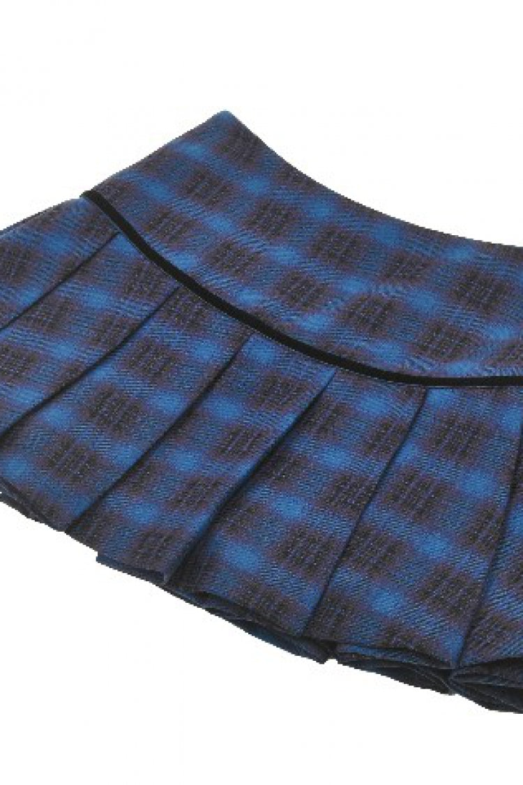 Vintage College Style Stars Plaid Pleated Mini Skirt