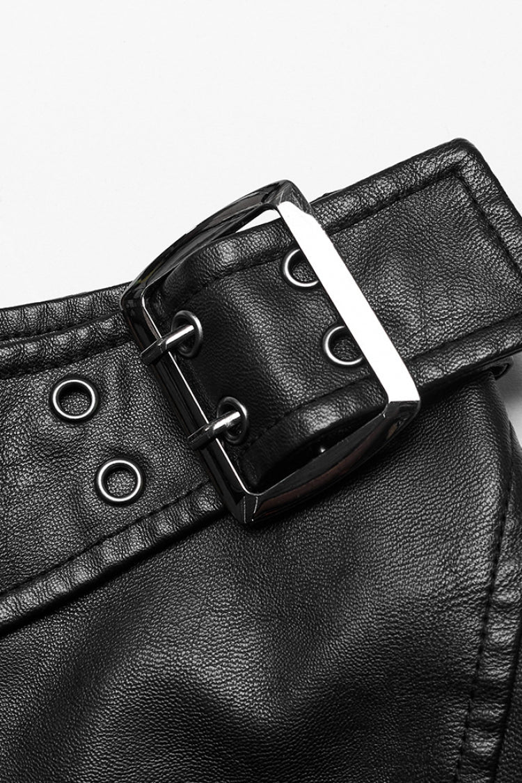 Steampunk Side Zipper Skirt with Faux Leather Buckle