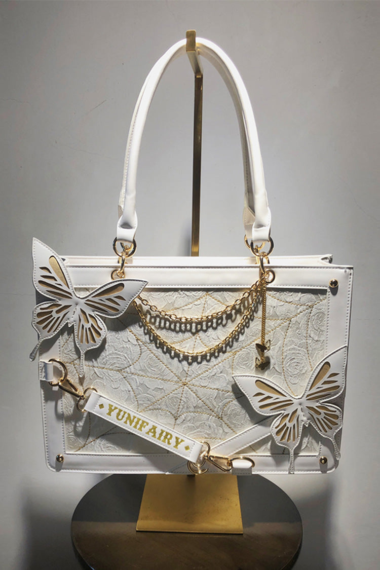 Gothic Lolita Shoulder Bag with Butterfly Print - Triple Colorways