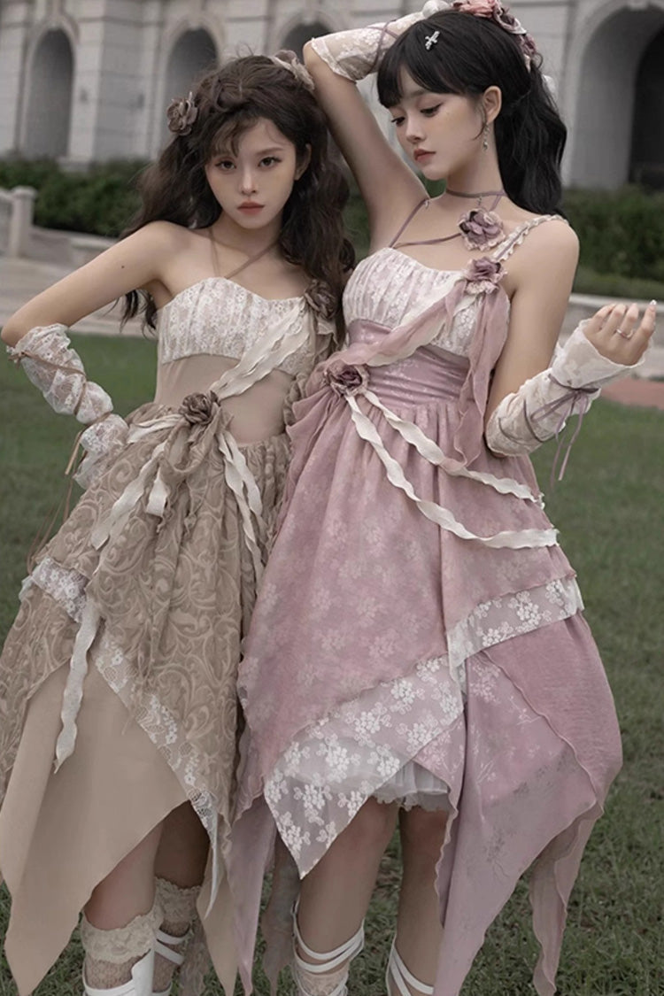 Wabi Sabi Stitched Irregular Asymmetric Gothic Lolita JSK Dress in 3 Colors