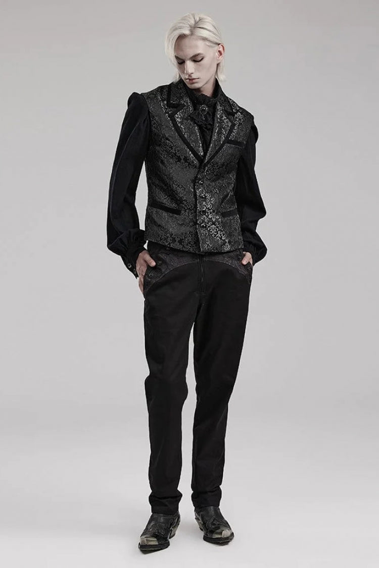 Gothic Men's Sleeveless Vest with Gem Buttons and V-Neck - Two Colorways