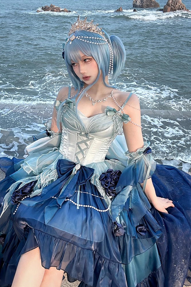 Irregular Hem Ballet Lolita JSK with Bowknot and Lace-Up Front