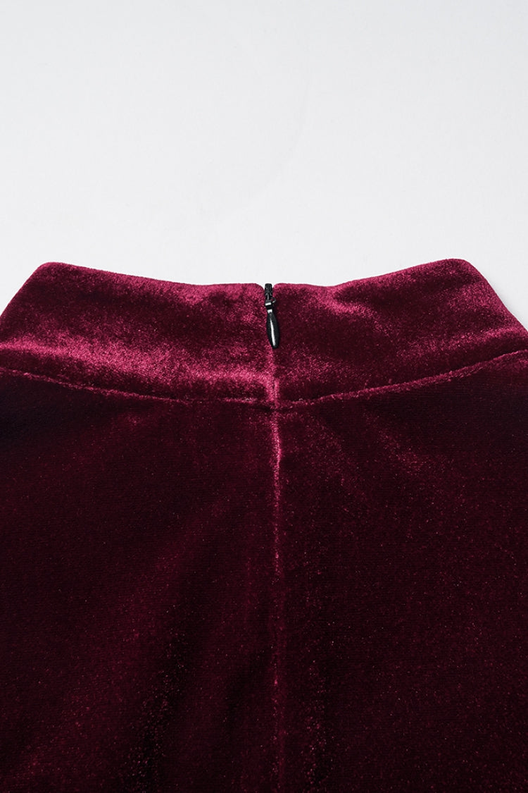 Crimson Noir Ombre Long-Sleeve Gothic Dress for Women