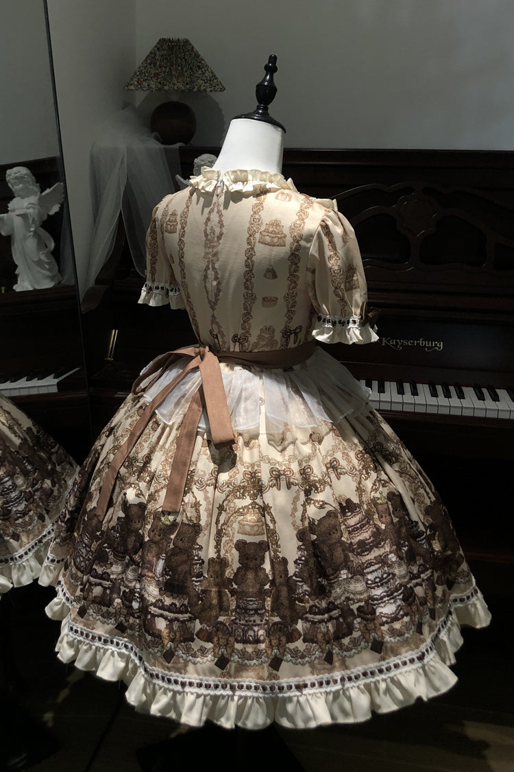 Daily Sweet Lolita Dress with Round Collar and Short Sleeves