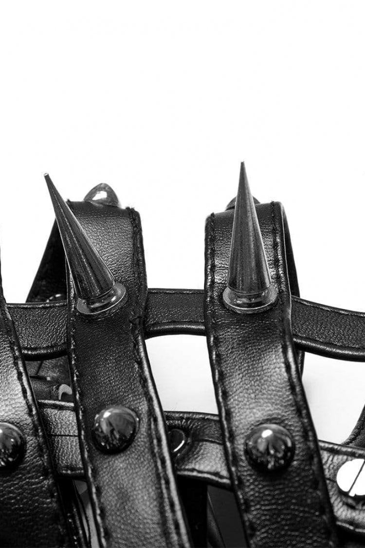 Men's Steampunk Face Mask with Metal Cone Rivets and Cross Accent