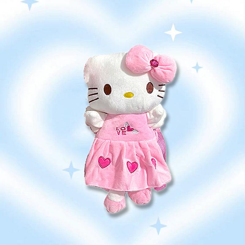 Y2K Plush Kitty Bow Heart Backpack KI510